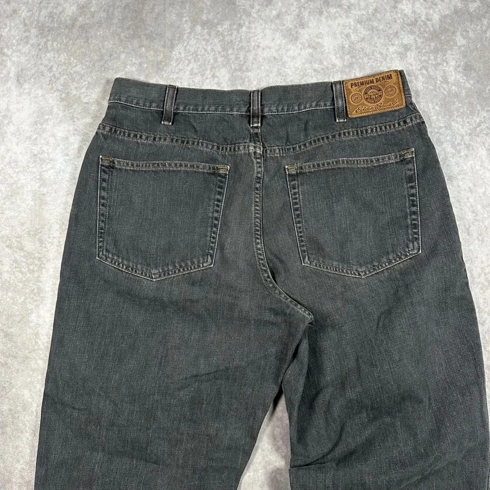 Vintage 90s Eddie Bauer Mens Faded Black Straight Leg Denim Jeans 32x32 Cotton